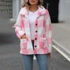 Fall and winter women's lapel long-sleeved medium-length plaid single-breasted double-sided velvet casual jacket