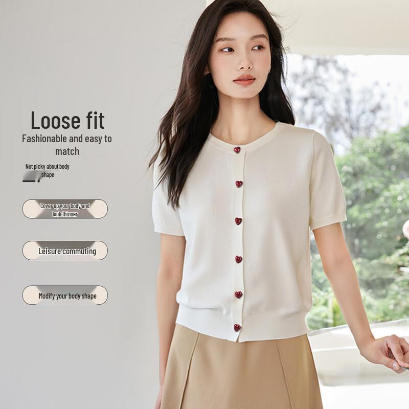 

Handu Yishe Love Heart Button Knit Cardigan One Size F(170/88A)