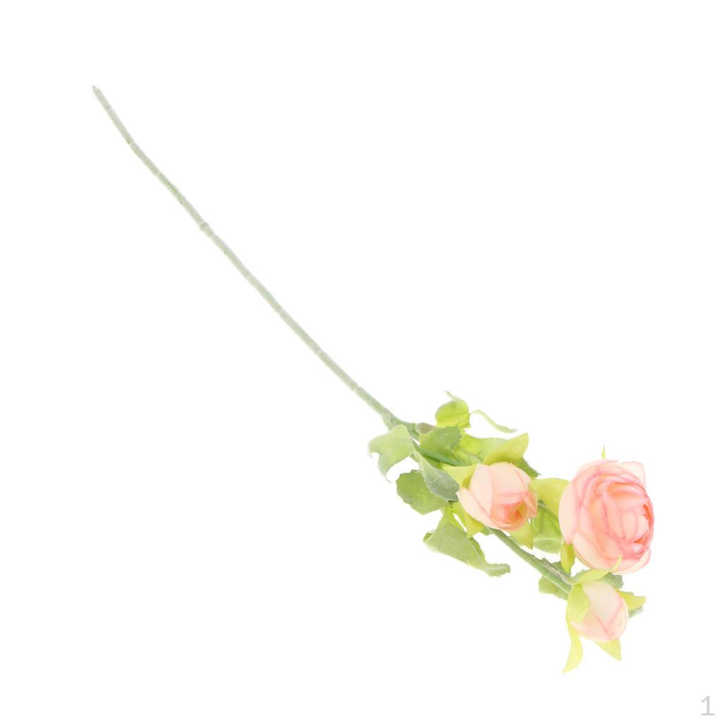 Plastic Flower Branch with 3 Buds for Wedding Home Decor