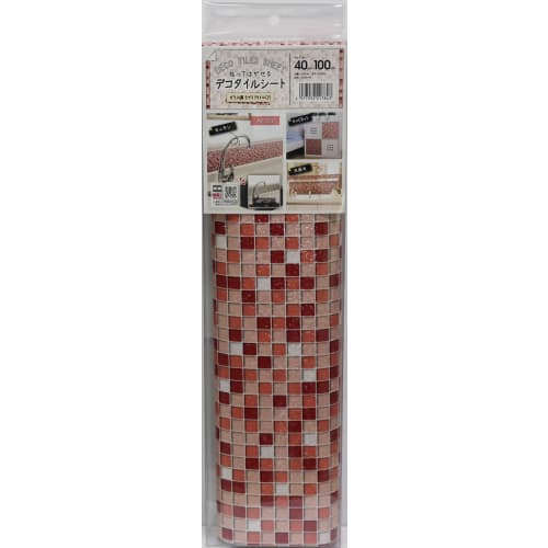 Meiwa Gravure Peel-and-Stick Deco Tile Sheet, Mosaic Tile, 40cm x 100cm, DGT-05 P (Pink), 0.5mm Thick