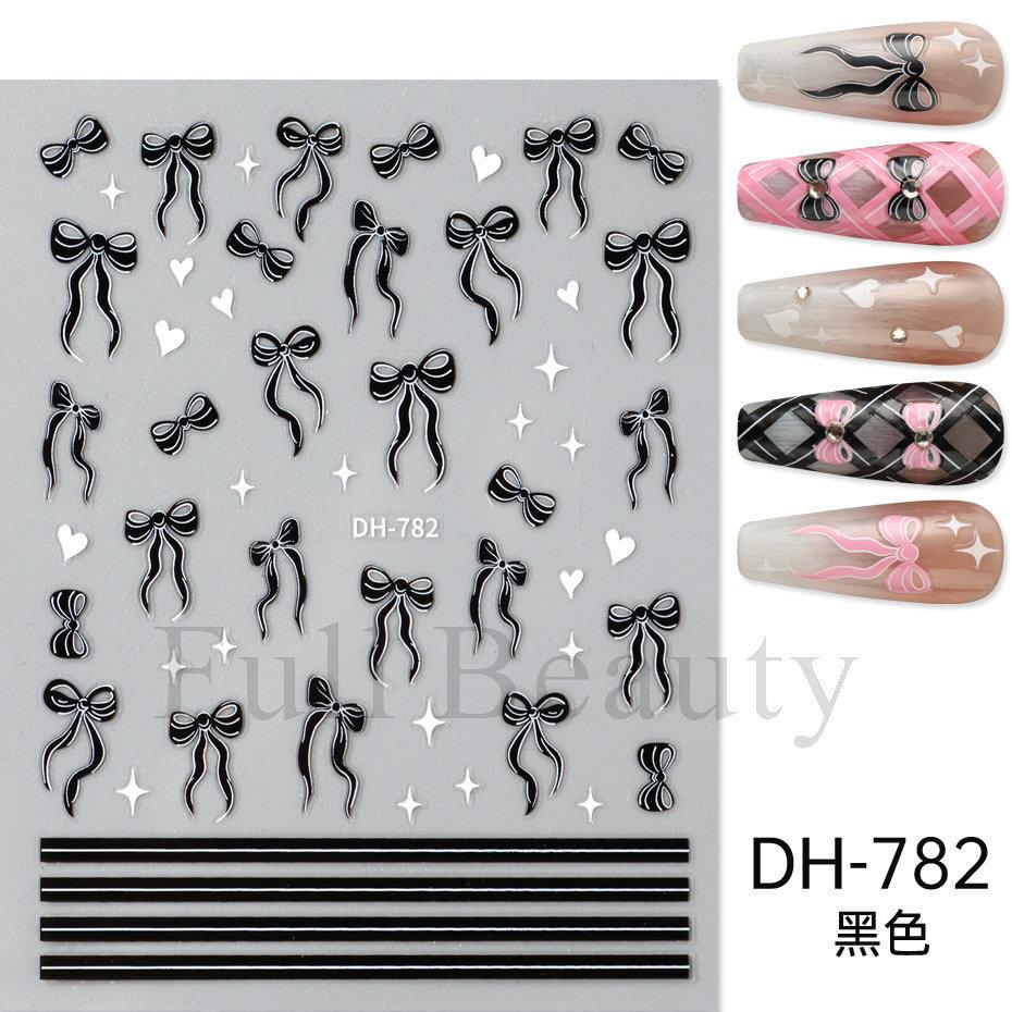 Nail Art Sticker, New Year'S Red Laser Red French Bow Atmosphere Adhesive 3D Nail Sticker