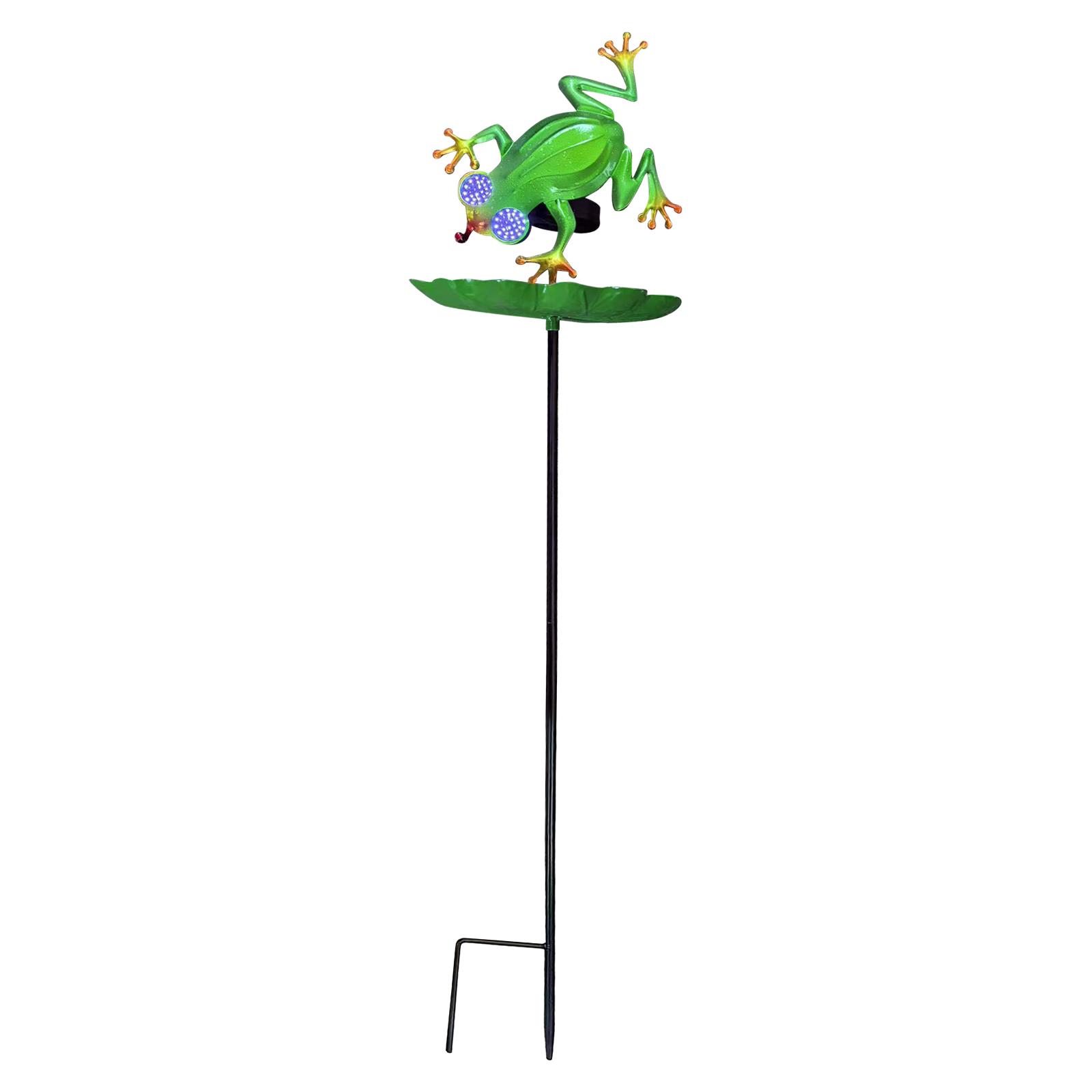 

Solar Powered Frog Garden Stake with Bird Feeder and Decorative Leaf Platform Outdoor Yard Ornament for Lawn Patio and Garden One Size чёрный