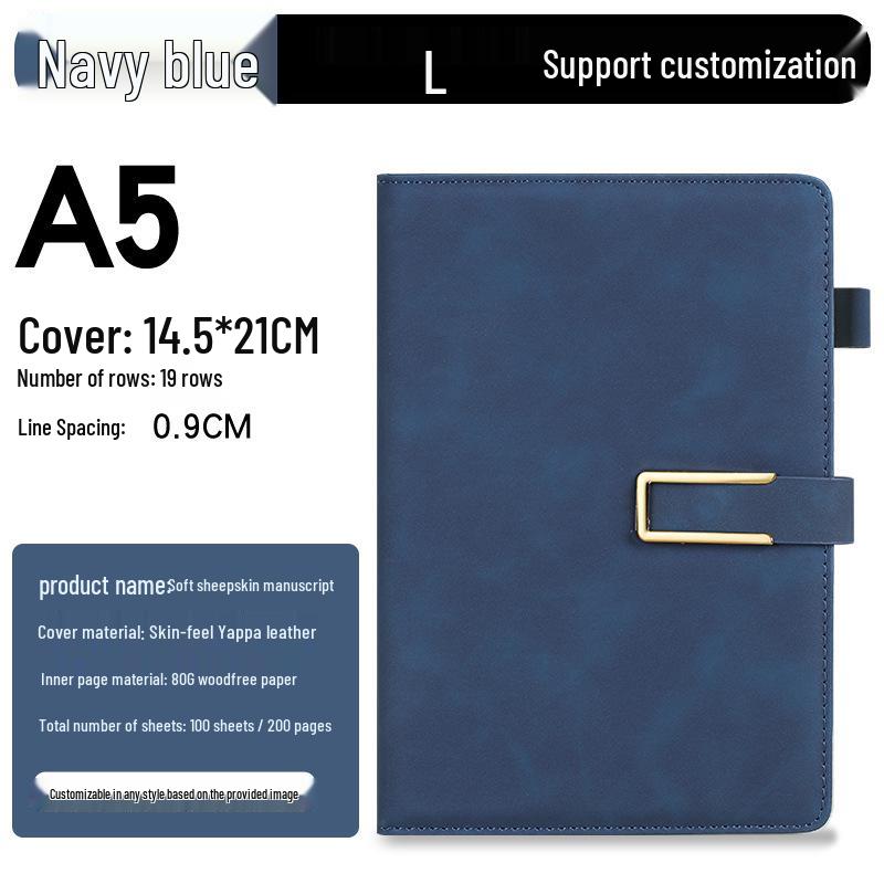 Custom Logo A5 Notebook with Buckle - Learning Planner, Office Business Stationery, Record Book, Gift Box