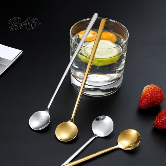 Stainless Steel Gold Spoon Coffee Spoon, Round Small Teaspoon for Mini Desserts Dessert, Creative Stirring Ice Cream Multi-purpose