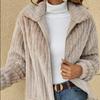 2025 Autumn/winter Women's Clothing, Pit Striped Plush Cardigan, Lapel, Short Jacket, Autumn/winter Jacket, Thick Design, Solid Color