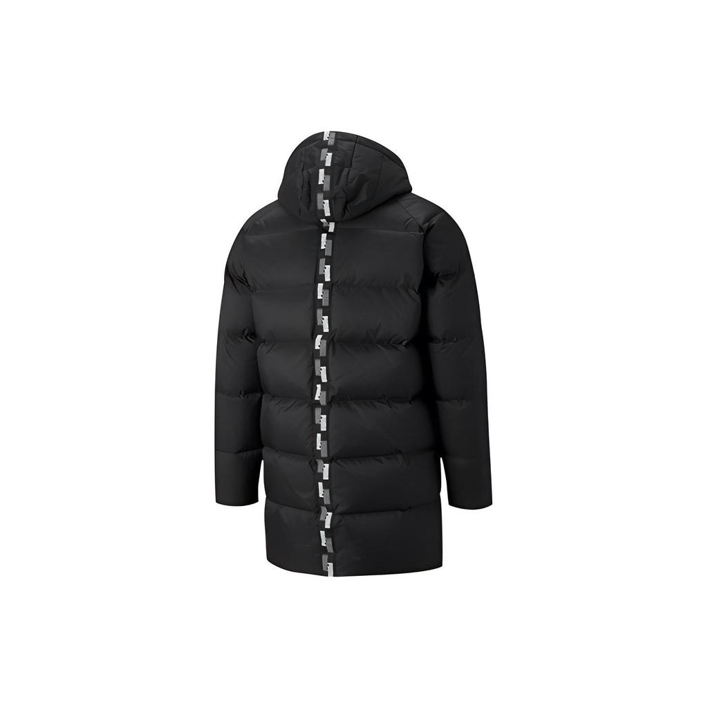 Puma Solide Daunen Longline Logo Kapuzen-Pufferjacke Herren Oberbekleidung Schwarz 846326-01