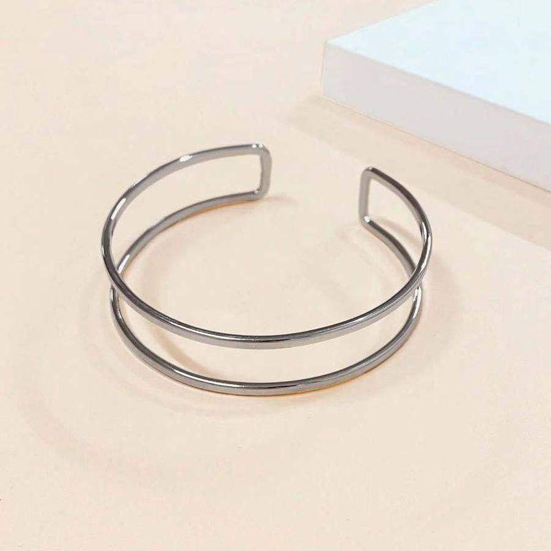 Fashion Simple Hollow Double Metal Bangle Bracelet Stylish Simple Style Opening Adjustable Arm Ring Accessories