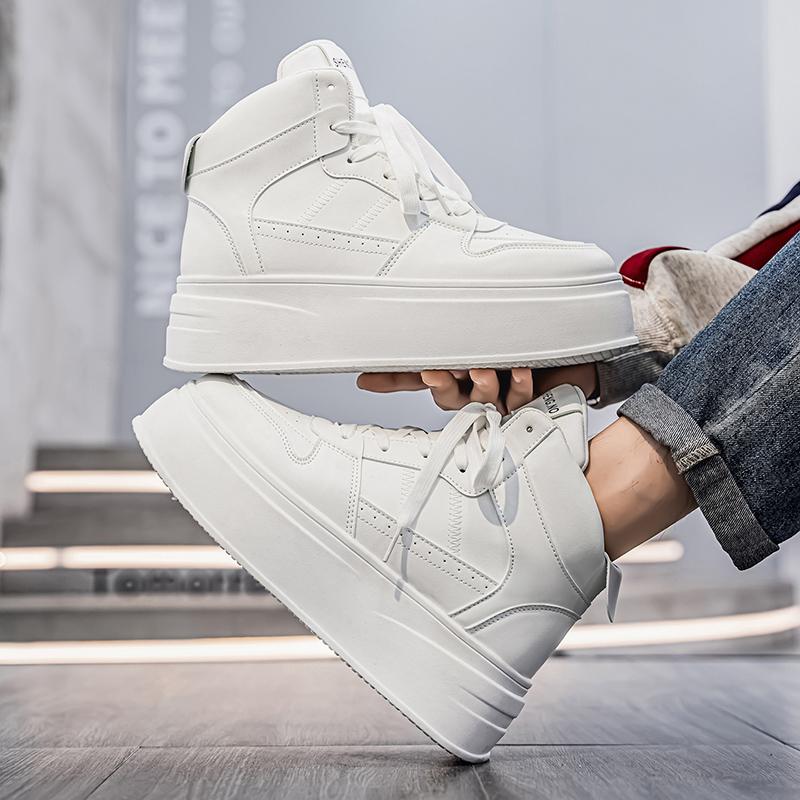 New Men's Classic Fashion High Top Thick Sole Skateboarding Shoes Comfortable Soft Sole Basketball  Sneakers