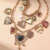 Fashion Punk Metal Heart Pendant Necklaces for Women Vintage Choker Chain Luxury Party Jewelry Gift