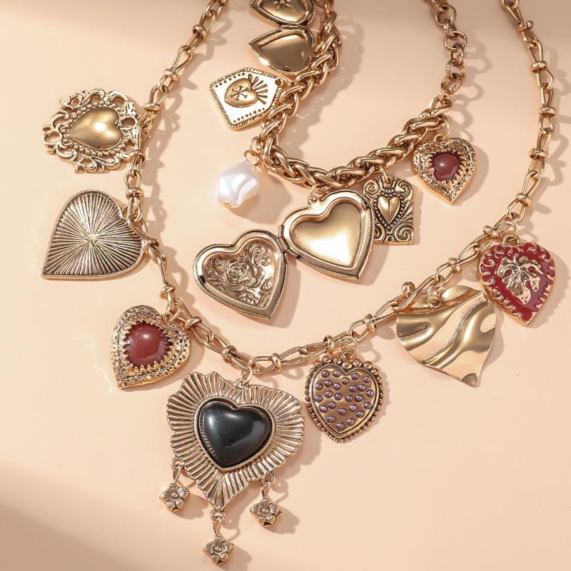Neue Mode Retro Punk Metall Herz Anhänger Halsketten Für Frauen Vintage Choker Kette Luxus Party Schmuck Geschenke