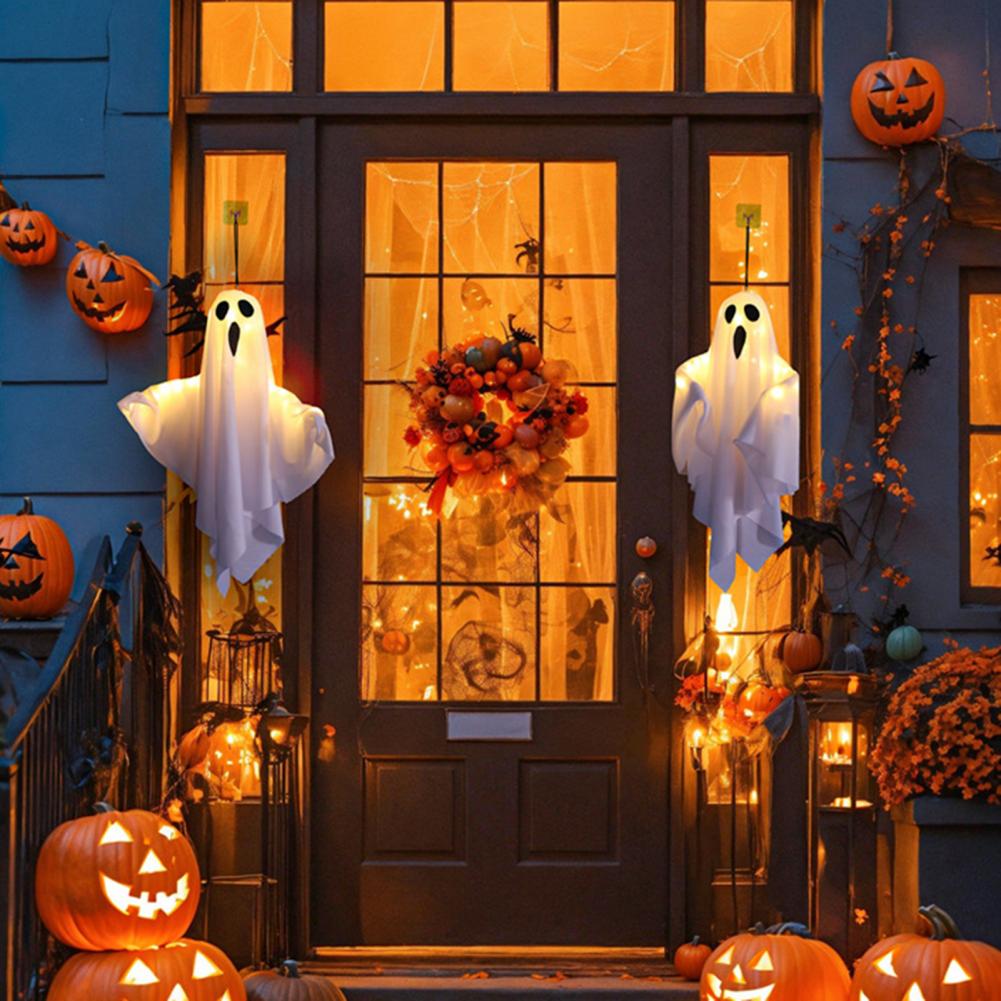 Halloween Light Up Hanging Ghost Decoration Spooky LED Ghost Light for Indoor Front Porch Yard Bedroom Decor
