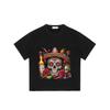 Mexikanischer Tag der Toten Schädel T-Shirt Schwarz Bunter Zuckerschädel mit Sombrero Rosen Chilischoten Tequilaflasche und Cocktail-Aufdruck für Party Festival