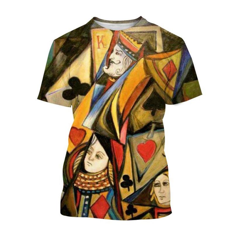 Retro 3D Tisk Kostky Poker Tričko Pro Muže Kreativní Cool Letní Krátkorukávová Trička Osobnost Streetwear Tričko Topy Oblečení