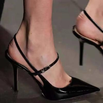 Zomer Nieuwe Dames Sandalen Hoge Hakken Luxe Designer Sexy Puntneus Dunne Hak Pumps Holle Hoge Hakken Dames Zwarte Feestschoenen