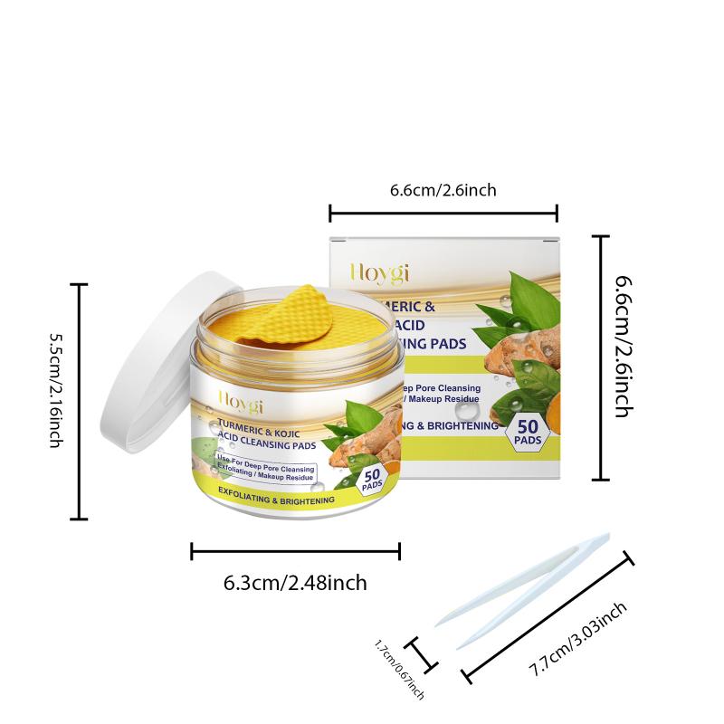 Turmeric Kojic Cleansing Pads For Face Exfoliating Sponges Fade Dark Spots Oil Control Shrink Pores Brighten Cleanser Skin Care