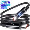 240W Dual TypeC Super Fast Charging Cable LED Digital Display for Samsung Xiaomi USB To TypeC Phone Charger Data Cord 2M/1.5M