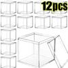 1-50pcs New Square Transparent Plastic Boxes with Lid for Food Acrylic Candy Gift Figurine Display Small Candy Boxes