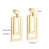 Geometric Stud Earrings Round Triangle Fringed Earrings Stainless Steel Plated 18K Gold Earrings