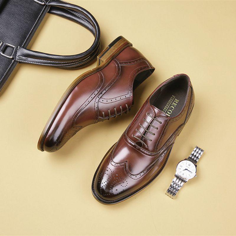 Fashion Autumn New Genuine Leather Business Dress Shoes Men Carved Brock Men's Shoes Leather Office Gentleman Oxfords Shoe