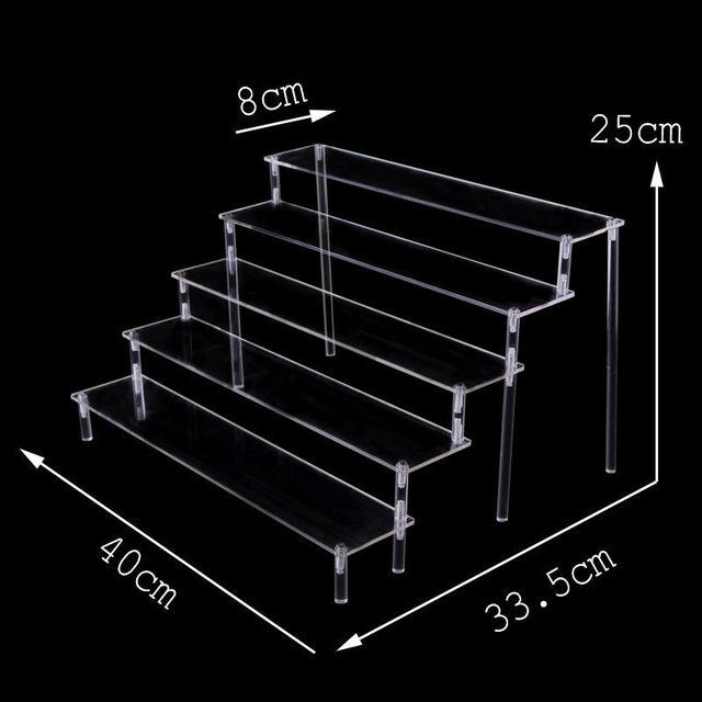 Ladder Acrylic Display Stand for Funko Figures,Cosmetics,Cupcake Perfume,Doll;Display Riser Rack Shelf for Decoration Organizer