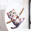 Adorable Cartoon Kittens Clutching Jute Rope Bedroom Living Room Study Wall Decals for Decorative Enhancement