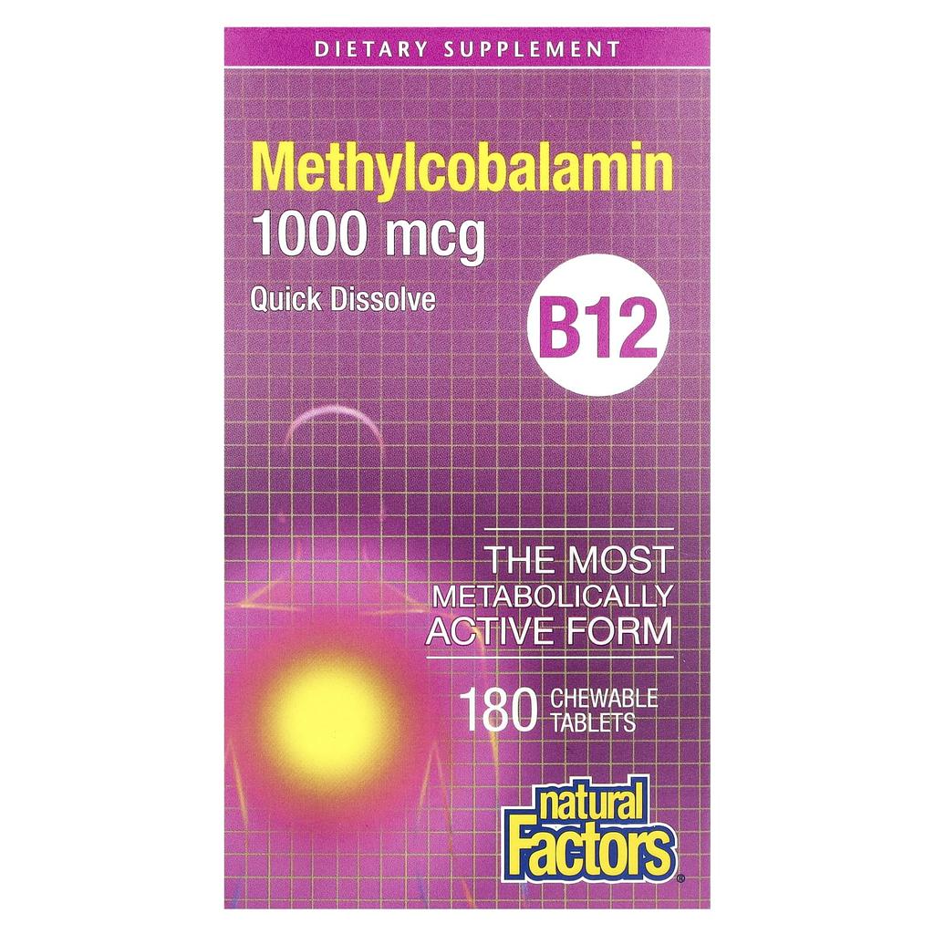 B12, Methylcobalamin, 1,000Mcg, 180 Chewable Tablets