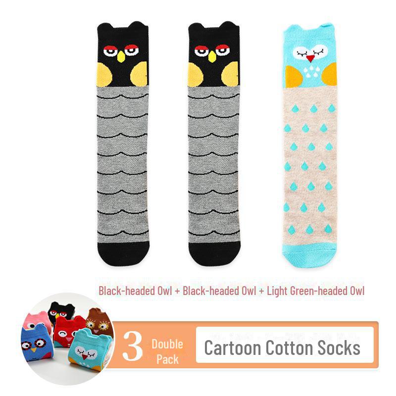 Kids' Cute Cartoon Knee-High Socks for Spring & Autumn - Mid-Tube, Long Pile Socks for Girls & Babies