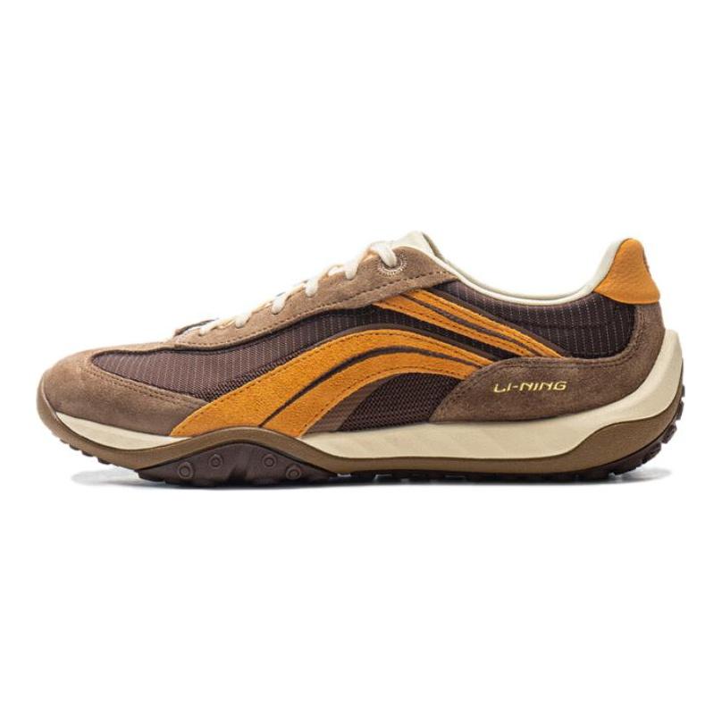 BADMARKET X Li Ning Xingliu Cushioning Balance Lightweight Rebound Low Top Casual Shoes Unisex Hazel Brown Gold Brown AGLV096-2