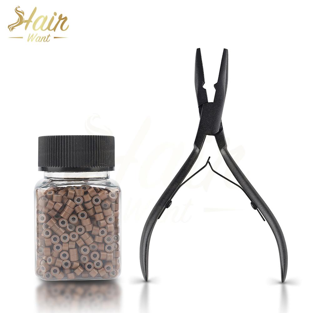 4.0mm Micro Rings Beads Hair Extensions Tools with Professional Pliers for Weft and I-Tip Hair Extensions