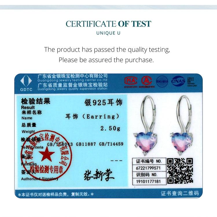 BAMOER 925 Sterling Silver Blue and Purple Gradual Changing Glass Heart Hoop Earrings for Women Sweet Romantic Jewelry