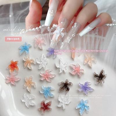 30 Stuks Lelie Bloem Nail Art Charms 3D Nageldecoratie Manicure Accessoires Resin Materiaal DIY Nail Art Liefhebbers