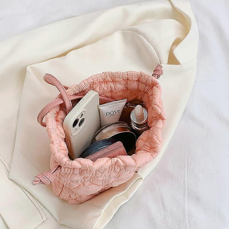 Quilted Bags Mini Puffer Crossbody Bag Puffy Purse for Women Drawstring Clutch Bag Small Shoulder Purse