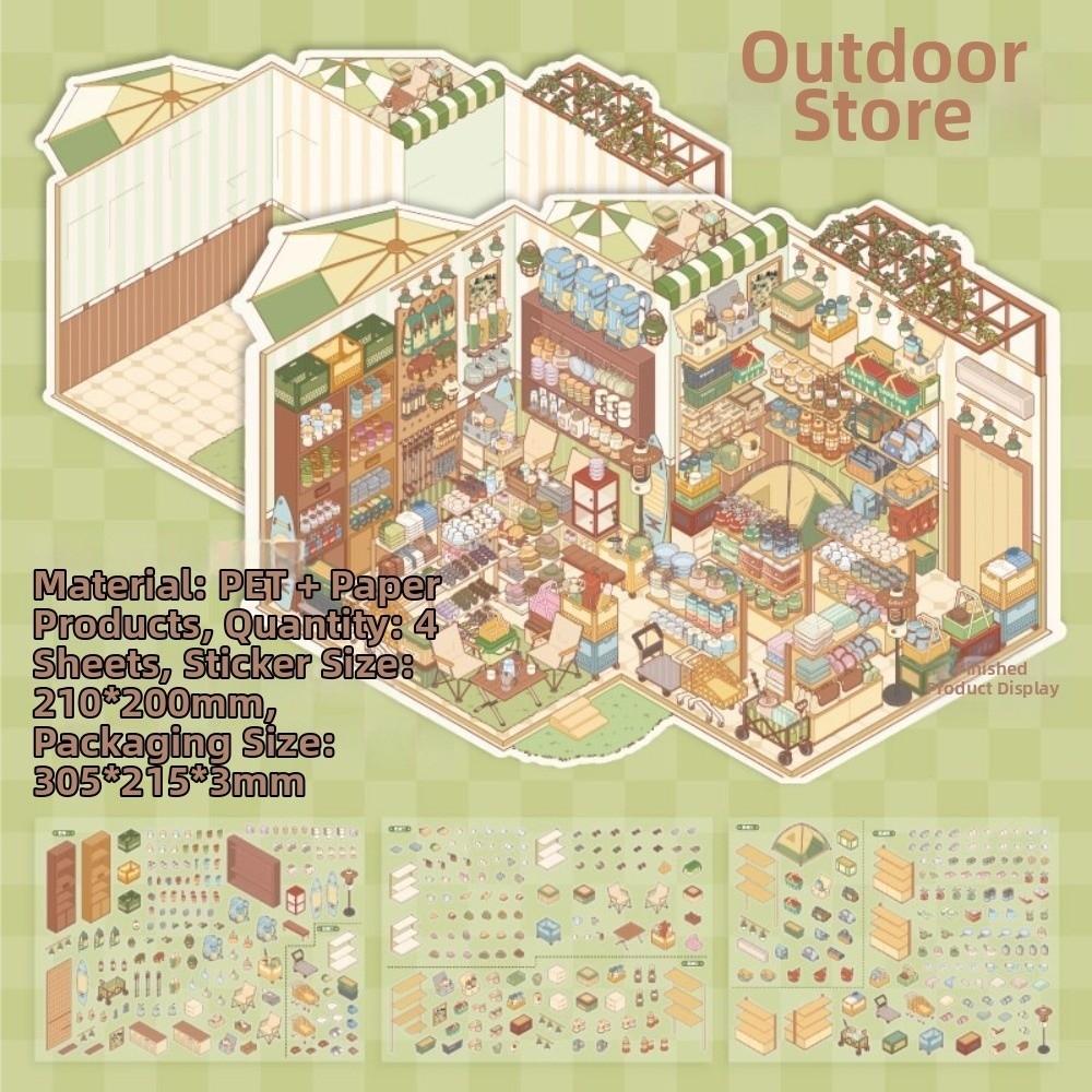 Large Size Stationery Stickers Shop Theme Mini Landscape Sticker 3D Scene Stickers  Children Gifts