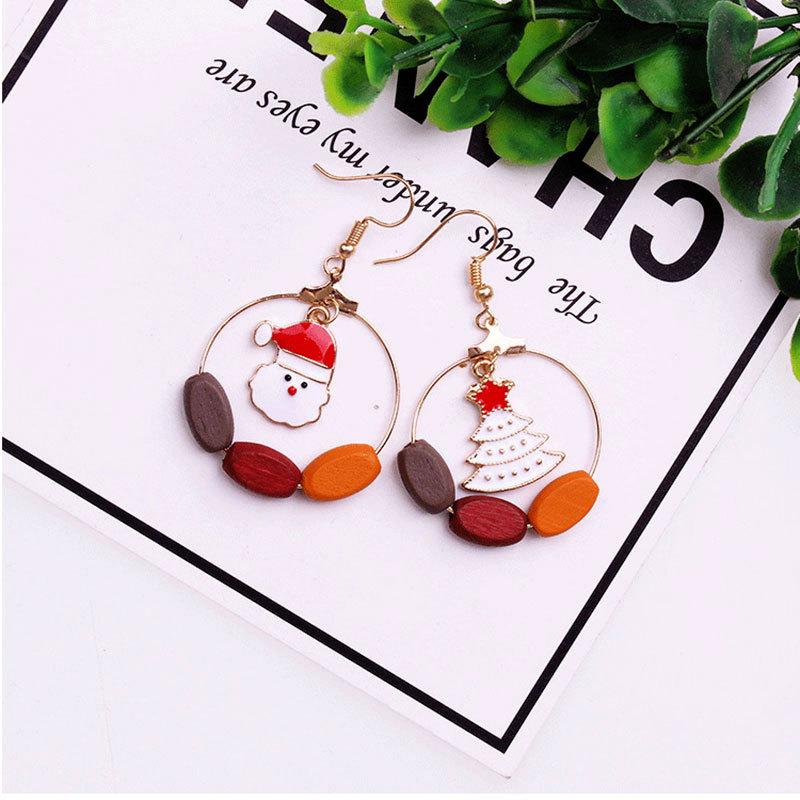 

Autumn/Winter Asymmetrical Wooden Dangle Earrings: Halloween & Christmas Versatile Jewelry for Women E079