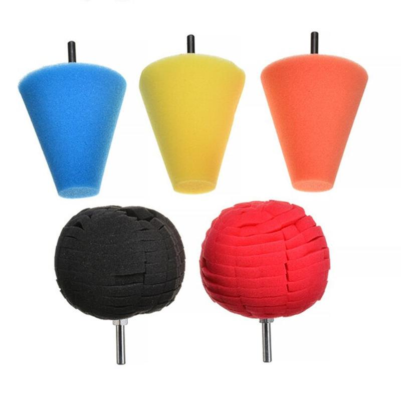 

5PCS Sponge Polishing Pads Cone Ball Shape Car Detailing Buffing Wheel Drill Polisher Foam Pad Set разноцветный