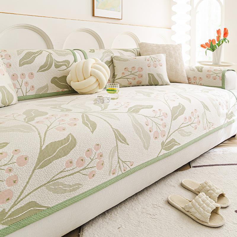 

Французский пасторальный диван-подушка cool bean 2025 новый летний прямой ряд кожаный чехол для дивана тканевое полотенце нескользящий коврик 30 * 50 waist pillowcase