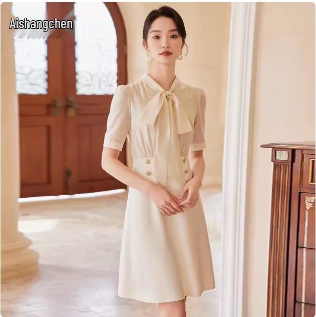 Aishangchen Summer 2024 Waist-Slimming Bowknot Dress - Women's Stylish Skirt