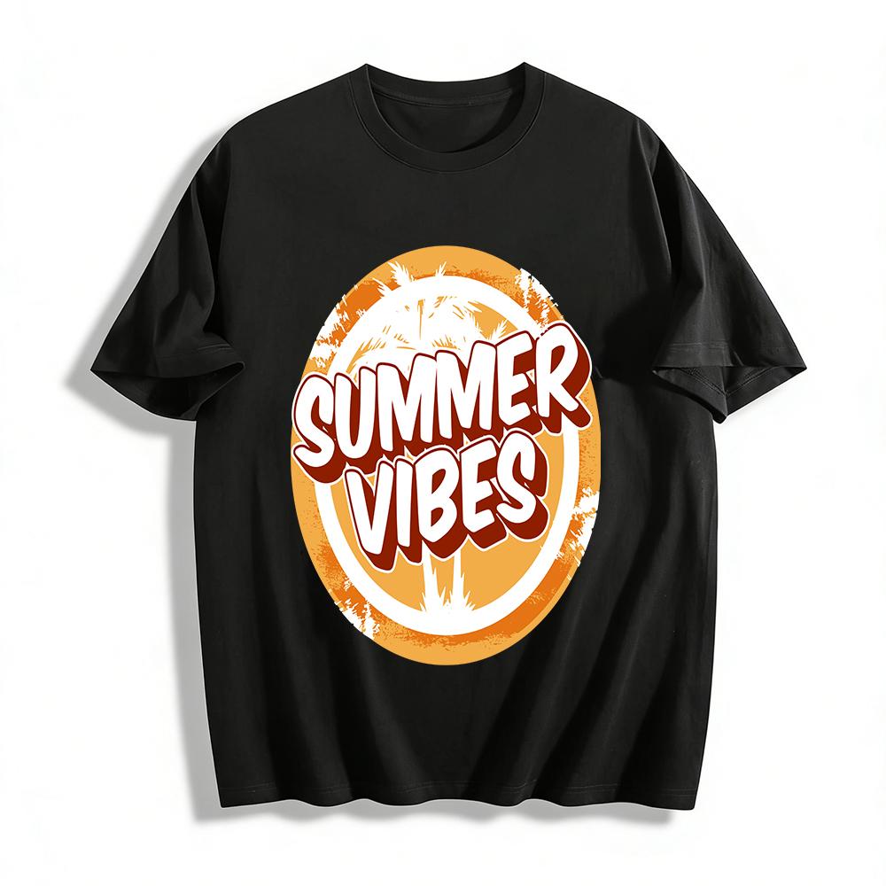 Summer Vibes Palm Tree Print Casual Short Sleeve T-Shirt Pure cotton T-shirt XXS