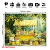 2D Italian Lemon Tree Backdrop Yellow Striped Awning Photo Booth Banner
