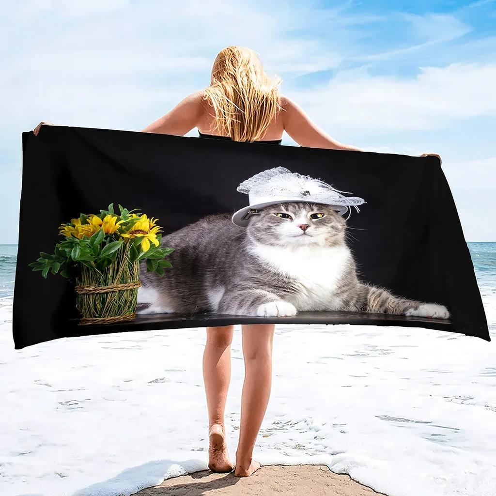 Dog With Flowers Pattern Microfiber Sand Free Beach Towel Oversized Quick Dry Absorbent Pool Towels For Pool Swimming Bathroom
