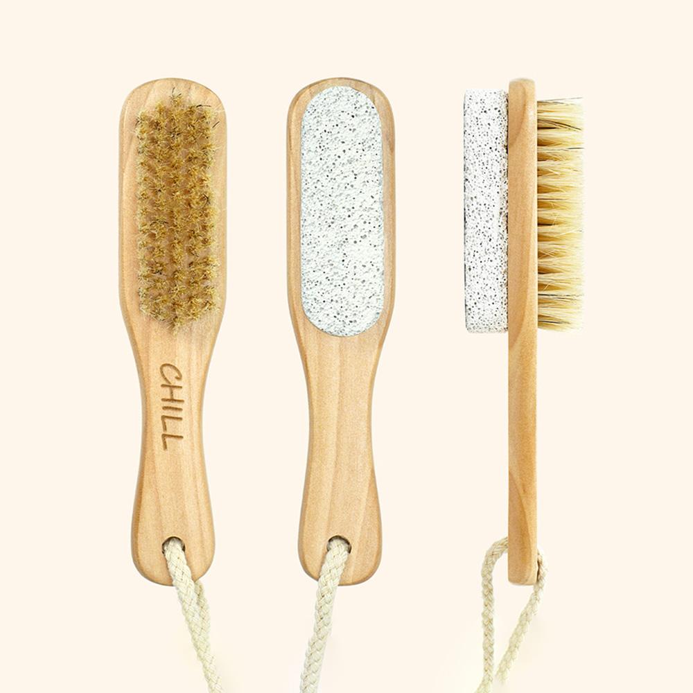 

3 Styles Natural Bamboo Foot Grinding Wood Brush Multi Purpose 2 in 1 Feet Pedicure Foot Grinding Stone Callus Washboard Brush