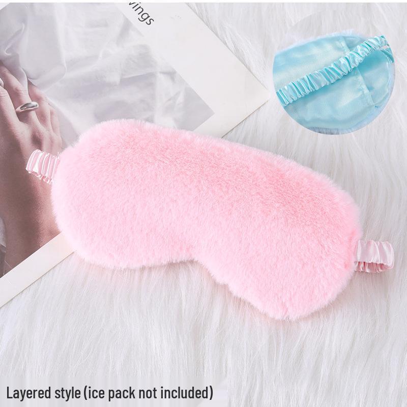 Blackout Rabbit Fur Sleep Mask - Soft, Breathable, Skin-Friendly, Plush Imitation Silk for Autumn/Winter Eye Protection.