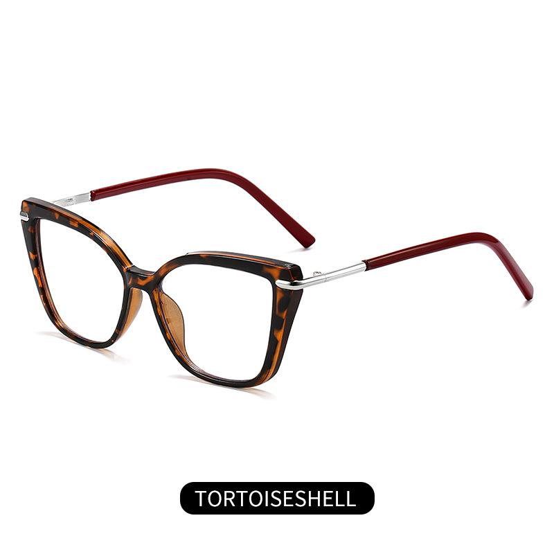 European and American Cat Eye Flat Glasses Women's Fashion Trend Retro Personality Advanced Sense Thin Color Anti-blue Light Glasses