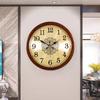 New Chinese Living Room Wall Clock Simple Design Wall Hanging Solid Wood Fashionable Silent Round Bedroom Quartz Clock