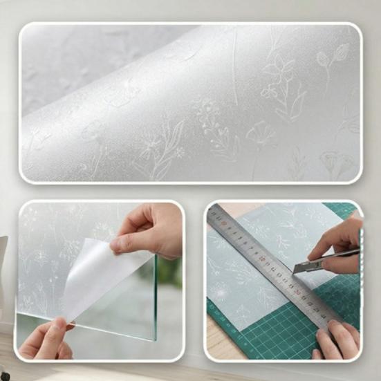 Frosted Window Privacy Film Heat Window Cling Anti-Glare UV Blocking Static Door Covering Decals for Bathroom