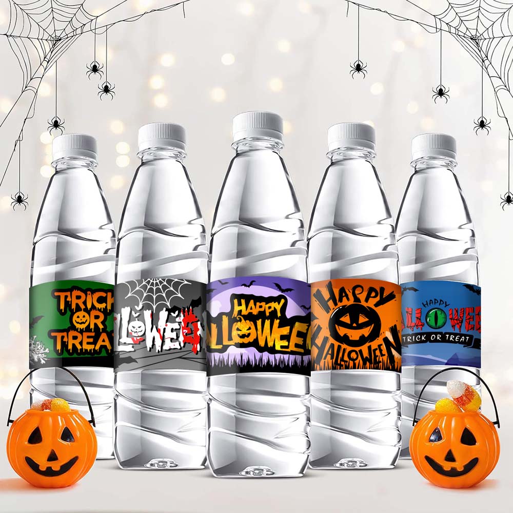 Skull Halloween Water Bottle Labels Bone Halloween Party Supplies  Household