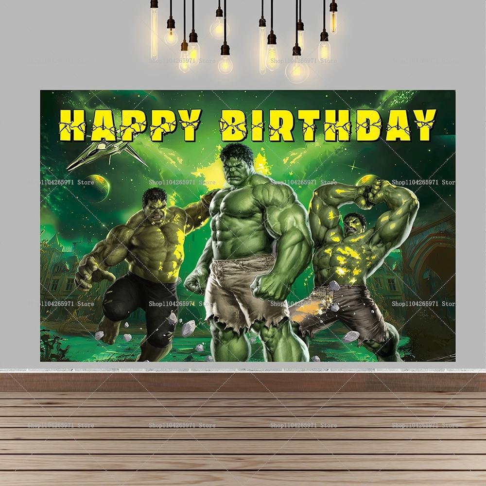 Fondo de foto de Hulk, superhéroe, gigante de dibujos animados verde, decoraciones para fiesta de cumpleaños infantil, artículos para baby shower.