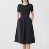 Women's V-Neck Waist-Cinching Short-Sleeve Midi Dress