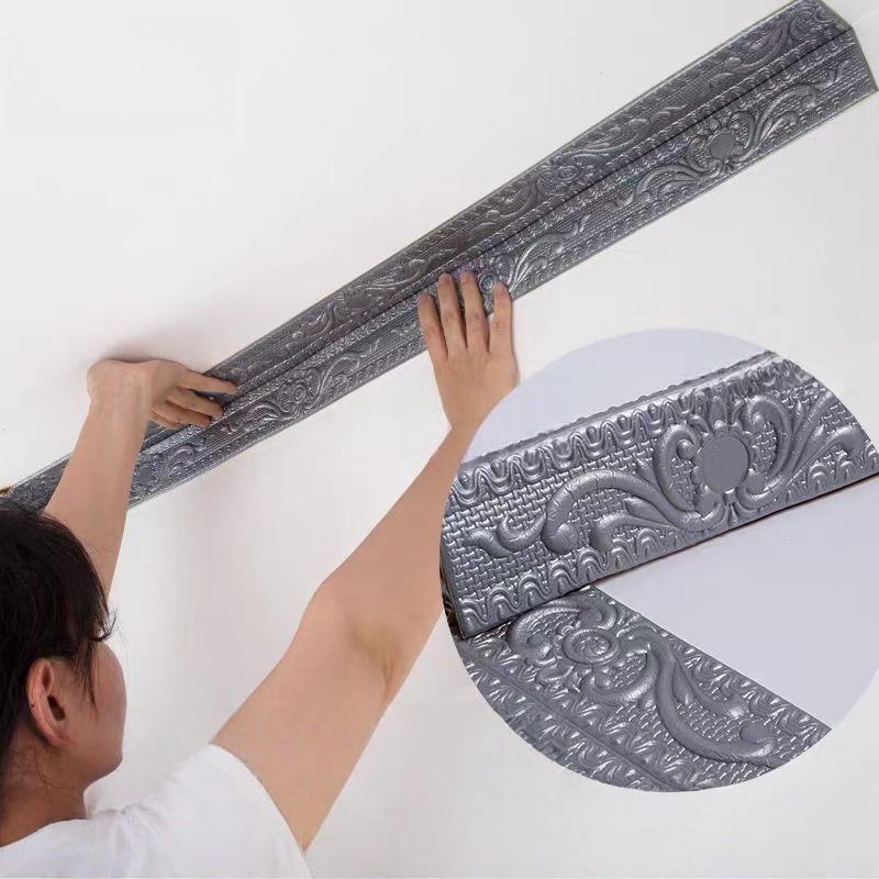 

1PC 2.3mx12cm Skirting Ceiling Decoration Strip Wall Stickers Self Adhesive Baseboard Waterproof Waist Line Border Wall Top 2.3m