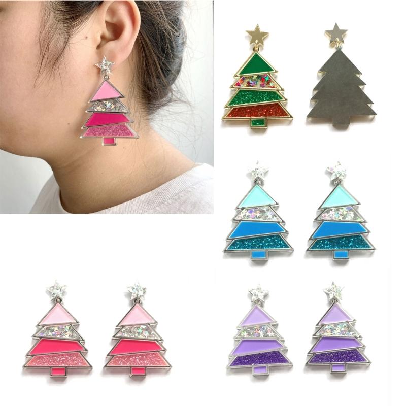 Christmas Earrings Christmas Tree Earrings Dangle Earrings Stud Earrings Pendant Earrings Acrylic Material Women Jewelry